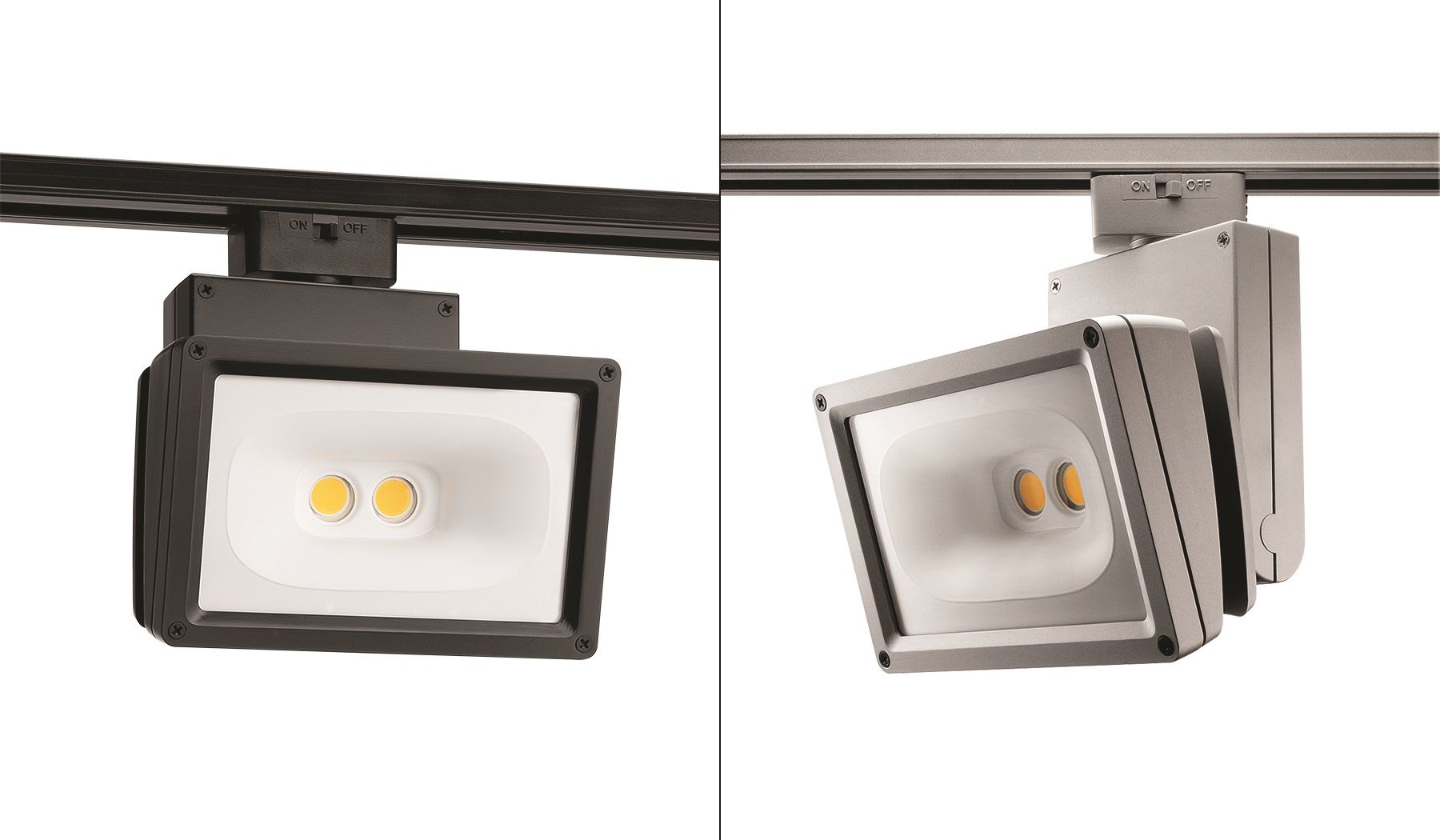 Juno TracMaster T258L and T259L LED Wall Wash/Flood Trac fixtures by